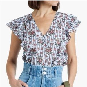 Vernonica Beard Joi Flutter-Sleeve Top, Size 00